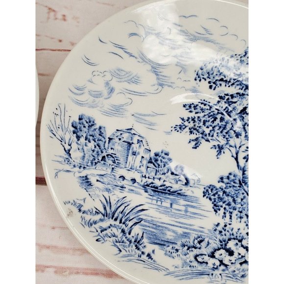 Lot Of 2 Countryside Wedgwood And Co. Made In England Teacup Blue White Saucers - Picture 4 of 11